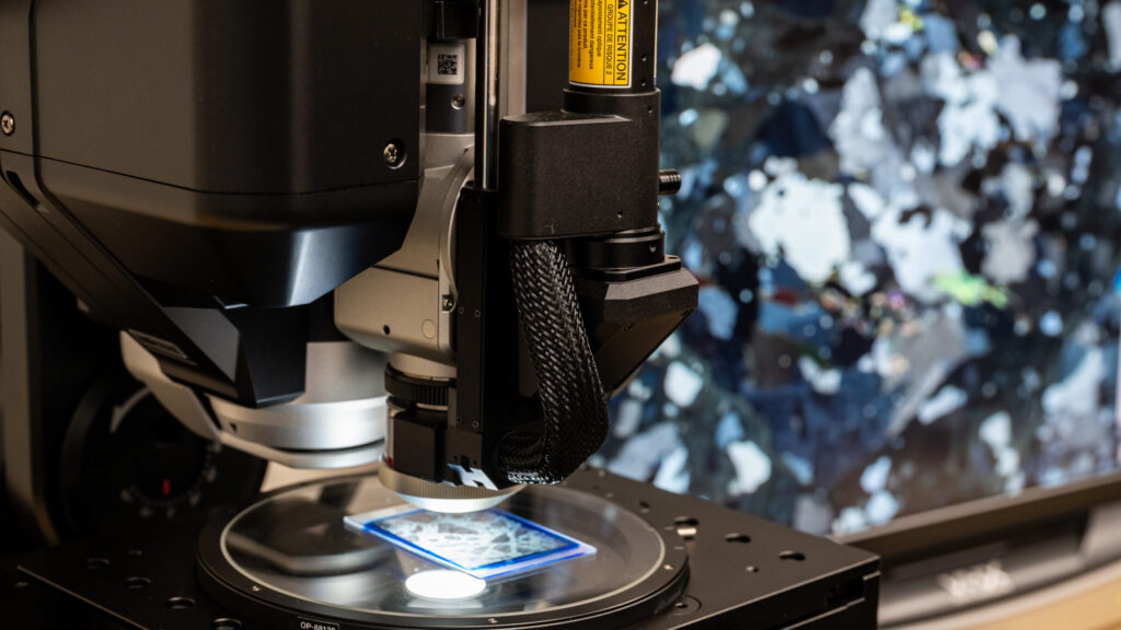 petrography analysis lab concrete testing with microscope
